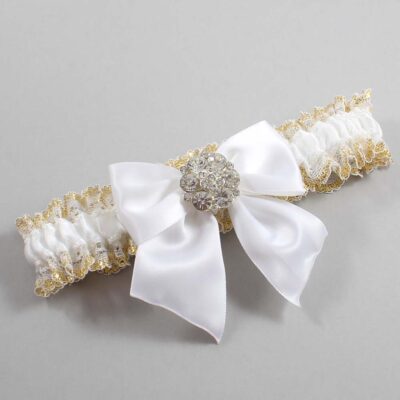 White and Gold Metallic Lace Wedding Garter / White and Gold Wedding Garters / Wedding Garter / Custom Wedding Garter / Bridal Garter / Prom Garter / Linda Joyce Couture / Personalized Garter / Personalized Wedding Garter / Personalized Prom Garter