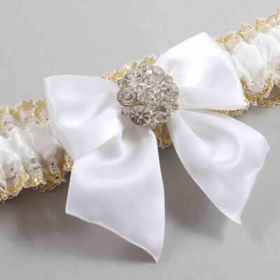 White and Gold Metallic Lace Wedding Garter / White and Gold Wedding Garters / Wedding Garter / Custom Wedding Garter / Bridal Garter / Prom Garter / Linda Joyce Couture / Personalized Garter / Personalized Wedding Garter / Personalized Prom Garter