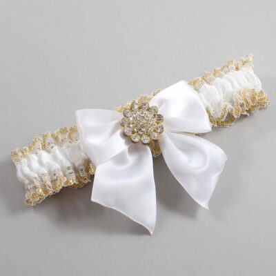White and Gold Metallic Lace Wedding Garter / White and Gold Wedding Garters / Wedding Garter / Custom Wedding Garter / Bridal Garter / Prom Garter / Linda Joyce Couture / Personalized Garter / Personalized Wedding Garter / Personalized Prom Garter