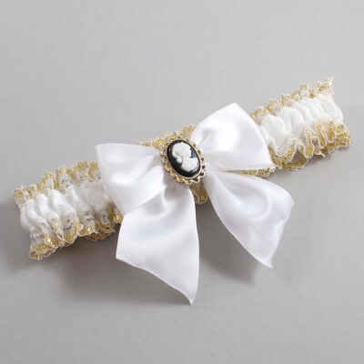 White and Gold Metallic Lace Wedding Garter / White and Gold Wedding Garters / Wedding Garter / Custom Wedding Garter / Bridal Garter / Prom Garter / Linda Joyce Couture / Personalized Garter / Personalized Wedding Garter / Personalized Prom Garter