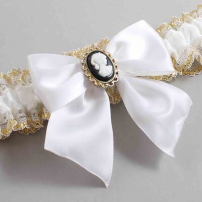 White and Gold Metallic Lace Wedding Garter / White and Gold Wedding Garters / Wedding Garter / Custom Wedding Garter / Bridal Garter / Prom Garter / Linda Joyce Couture / Personalized Garter / Personalized Wedding Garter / Personalized Prom Garter