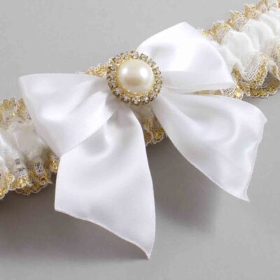 White and Gold Metallic Lace Wedding Garter / White and Gold Wedding Garters / Wedding Garter / Custom Wedding Garter / Bridal Garter / Prom Garter / Linda Joyce Couture / Personalized Garter / Personalized Wedding Garter / Personalized Prom Garter