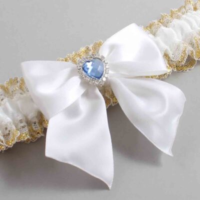 White and Gold Metallic Lace Wedding Garter / White and Gold Wedding Garters / Wedding Garter / Custom Wedding Garter / Bridal Garter / Prom Garter / Linda Joyce Couture / Personalized Garter / Personalized Wedding Garter / Personalized Prom Garter
