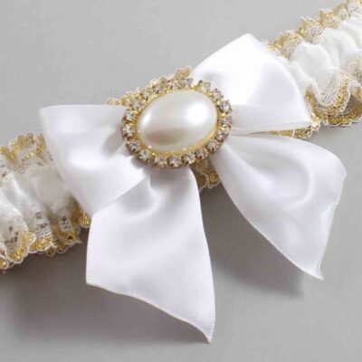 White and Gold Metallic Lace Wedding Garter / White and Gold Wedding Garters / Wedding Garter / Custom Wedding Garter / Bridal Garter / Prom Garter / Linda Joyce Couture / Personalized Garter / Personalized Wedding Garter / Personalized Prom Garter