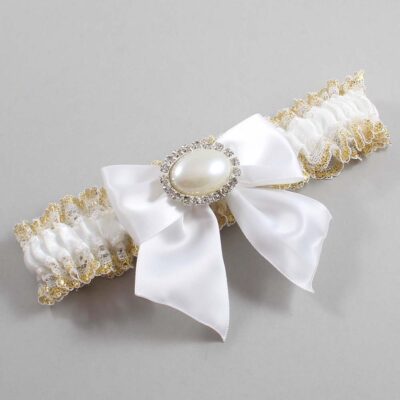 White and Gold Metallic Lace Wedding Garter / White and Gold Wedding Garters / Wedding Garter / Custom Wedding Garter / Bridal Garter / Prom Garter / Linda Joyce Couture / Personalized Garter / Personalized Wedding Garter / Personalized Prom Garter