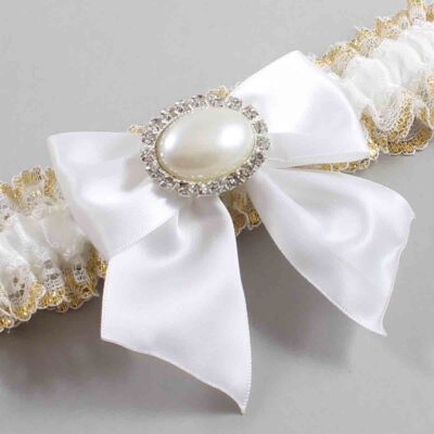 White and Gold Metallic Lace Wedding Garter / White and Gold Wedding Garters / Wedding Garter / Custom Wedding Garter / Bridal Garter / Prom Garter / Linda Joyce Couture / Personalized Garter / Personalized Wedding Garter / Personalized Prom Garter