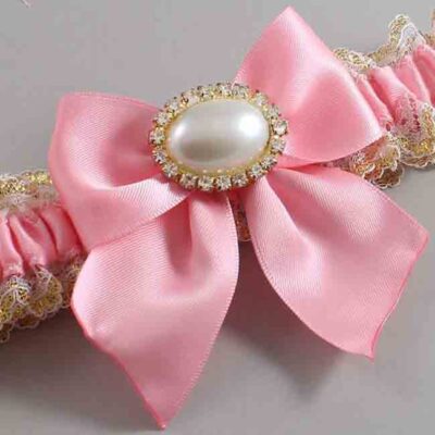 Pink and White-Gold Lace Wedding Garter / Pink and Gold Wedding Garters / Wedding Garter / Custom Wedding Garter / Bridal Garter / Prom Garter / Linda Joyce Couture / Personalized Garter / Personalized Wedding Garter / Personalized Prom Garter