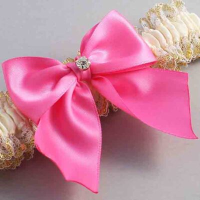 Ivory  Persian Pink and White-Gold Lace Wedding Garter / Ivory and Pink Wedding Garters / Wedding Garter / Custom Wedding Garter / Bridal Garter / Prom Garter / Linda Joyce Couture / Personalized Garter / Personalized Wedding Garter / Personalized Prom Garter