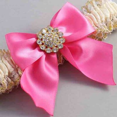 Ivory  Persian Pink and White-Gold Lace Wedding Garter / Ivory and Pink Wedding Garters / Wedding Garter / Custom Wedding Garter / Bridal Garter / Prom Garter / Linda Joyce Couture / Personalized Garter / Personalized Wedding Garter / Personalized Prom Garter