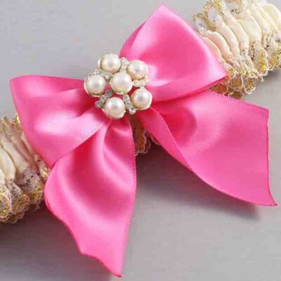 Ivory  Persian Pink and White-Gold Lace Wedding Garter / Ivory and Pink Wedding Garters / Wedding Garter / Custom Wedding Garter / Bridal Garter / Prom Garter / Linda Joyce Couture / Personalized Garter / Personalized Wedding Garter / Personalized Prom Garter