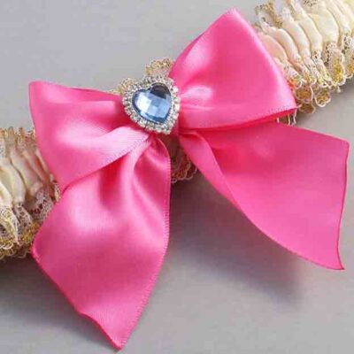 Ivory  Persian Pink and White-Gold Lace Wedding Garter / Ivory and Pink Wedding Garters / Wedding Garter / Custom Wedding Garter / Bridal Garter / Prom Garter / Linda Joyce Couture / Personalized Garter / Personalized Wedding Garter / Personalized Prom Garter