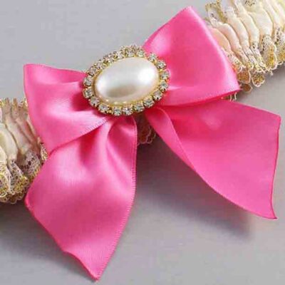 Ivory  Persian Pink and White-Gold Lace Wedding Garter / Ivory and Pink Wedding Garters / Wedding Garter / Custom Wedding Garter / Bridal Garter / Prom Garter / Linda Joyce Couture / Personalized Garter / Personalized Wedding Garter / Personalized Prom Garter
