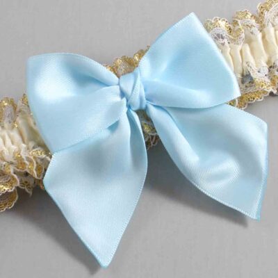 Ivory  Alice Blue and White-Gold Lace Wedding Garter / Ivory and Blue Wedding Garters / Wedding Garter / Custom Wedding Garter / Bridal Garter / Prom Garter / Linda Joyce Couture / Personalized Garter / Personalized Wedding Garter / Personalized Prom Garter