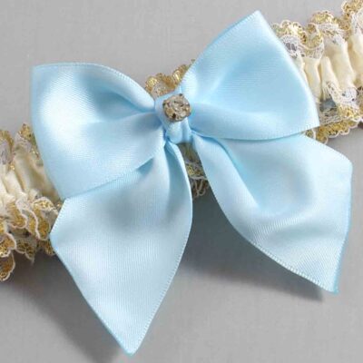 Ivory  Alice Blue and White-Gold Lace Wedding Garter / Ivory and Blue Wedding Garters / Wedding Garter / Custom Wedding Garter / Bridal Garter / Prom Garter / Linda Joyce Couture / Personalized Garter / Personalized Wedding Garter / Personalized Prom Garter