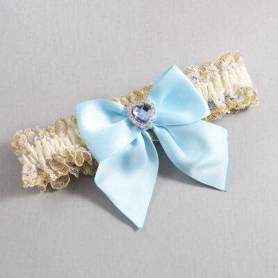 Ivory Alice Blue and White-Gold Lace Wedding Garter / Ivory and Blue Wedding Garters / Wedding Garter / Custom Wedding Garter / Bridal Garter / Prom Garter / Linda Joyce Couture / Personalized Garter / Personalized Wedding Garter / Personalized Prom Garter