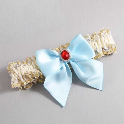 Ivory  Alice Blue and White-Gold Lace Wedding Garter / Ivory and Blue Wedding Garters / Wedding Garter / Custom Wedding Garter / Bridal Garter / Prom Garter / Linda Joyce Couture / Personalized Garter / Personalized Wedding Garter / Personalized Prom Garter