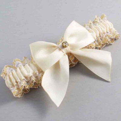Ivory and White-Gold Lace Wedding Garter / Ivory and Gold Wedding Garters / Wedding Garter / Custom Wedding Garter / Bridal Garter / Prom Garter / Linda Joyce Couture / Personalized Garter / Personalized Wedding Garter / Personalized Prom Garter