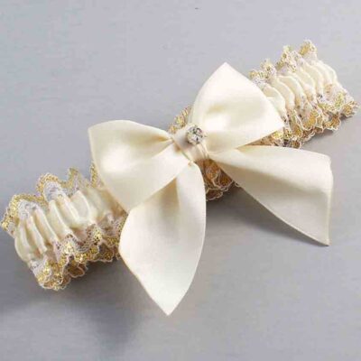 Ivory and White-Gold Lace Wedding Garter / Ivory and Gold Wedding Garters / Wedding Garter / Custom Wedding Garter / Bridal Garter / Prom Garter / Linda Joyce Couture / Personalized Garter / Personalized Wedding Garter / Personalized Prom Garter