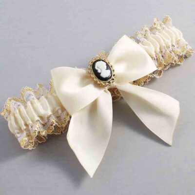 Ivory and White-Gold Lace Wedding Garter / Ivory and Gold Wedding Garters / Wedding Garter / Custom Wedding Garter / Bridal Garter / Prom Garter / Linda Joyce Couture / Personalized Garter / Personalized Wedding Garter / Personalized Prom Garter