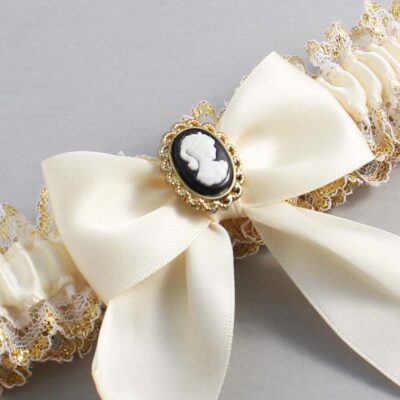 Ivory and White-Gold Lace Wedding Garter / Ivory and Gold Wedding Garters / Wedding Garter / Custom Wedding Garter / Bridal Garter / Prom Garter / Linda Joyce Couture / Personalized Garter / Personalized Wedding Garter / Personalized Prom Garter