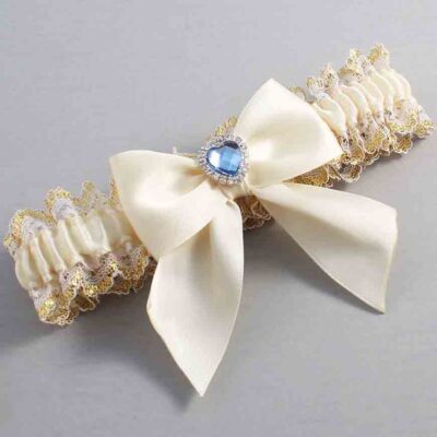 Ivory and White-Gold Lace Wedding Garter / Ivory and Gold Wedding Garters / Wedding Garter / Custom Wedding Garter / Bridal Garter / Prom Garter / Linda Joyce Couture / Personalized Garter / Personalized Wedding Garter / Personalized Prom Garter