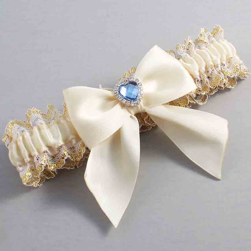 Ivory and White-Gold Lace Wedding Garter / Ivory and Gold Wedding Garters / Wedding Garter / Custom Wedding Garter / Bridal Garter / Prom Garter / Linda Joyce Couture / Personalized Garter / Personalized Wedding Garter / Personalized Prom Garter