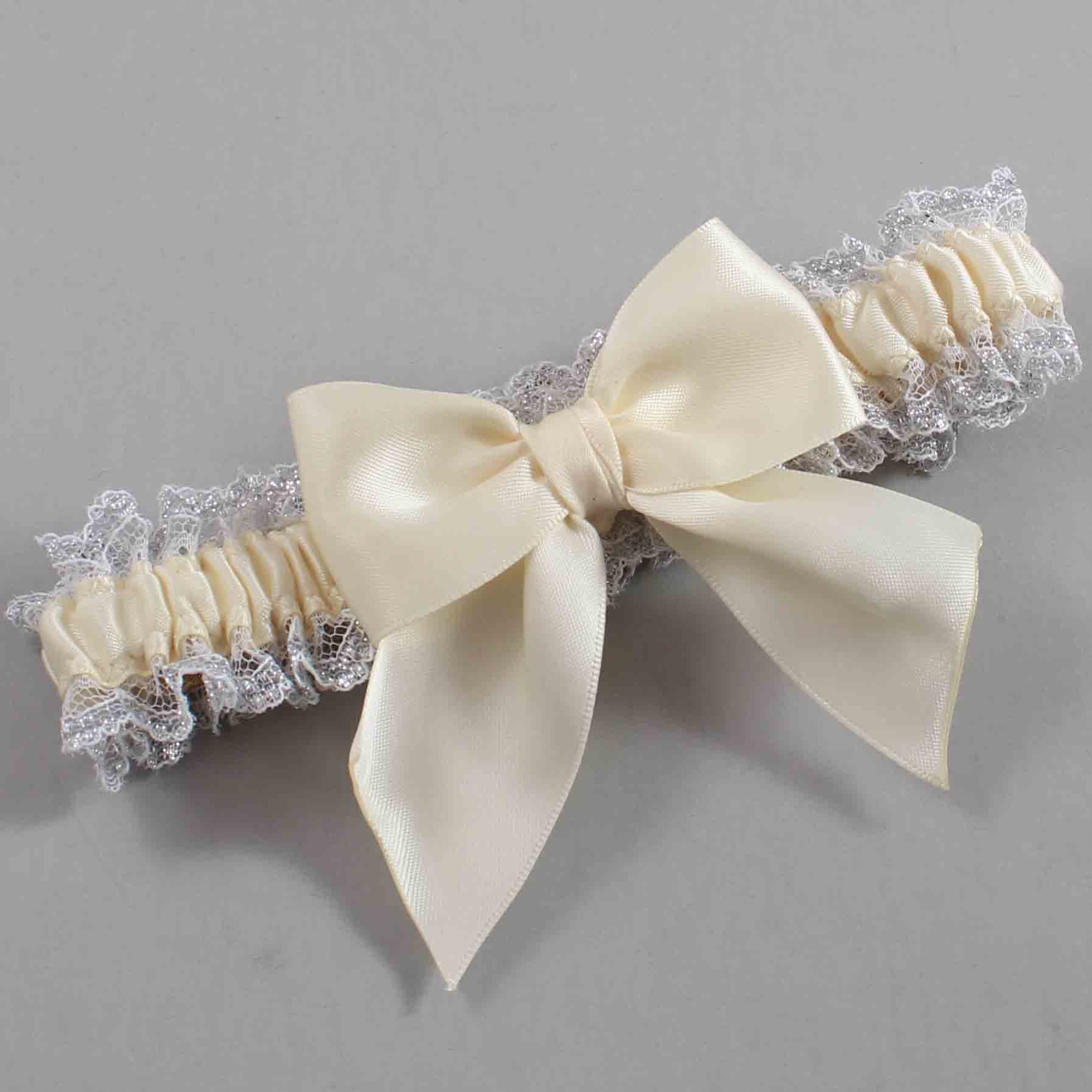 Ivory and White-Silver Lace Wedding Garter / Solid Ivory Wedding Garters / Wedding Garter / Custom Wedding Garter / Bridal Garter / Prom Garter / Linda Joyce Couture / Personalized Garter / Personalized Wedding Garter / Personalized Prom Garter