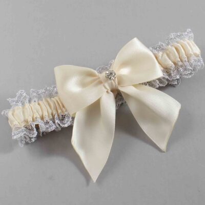 Ivory and White-Silver Lace Wedding Garter / Solid Ivory Wedding Garters / Wedding Garter / Custom Wedding Garter / Bridal Garter / Prom Garter / Linda Joyce Couture / Personalized Garter / Personalized Wedding Garter / Personalized Prom Garter