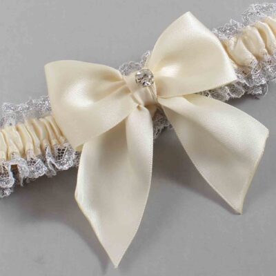 Ivory and White-Silver Lace Wedding Garter / Solid Ivory Wedding Garters / Wedding Garter / Custom Wedding Garter / Bridal Garter / Prom Garter / Linda Joyce Couture / Personalized Garter / Personalized Wedding Garter / Personalized Prom Garter
