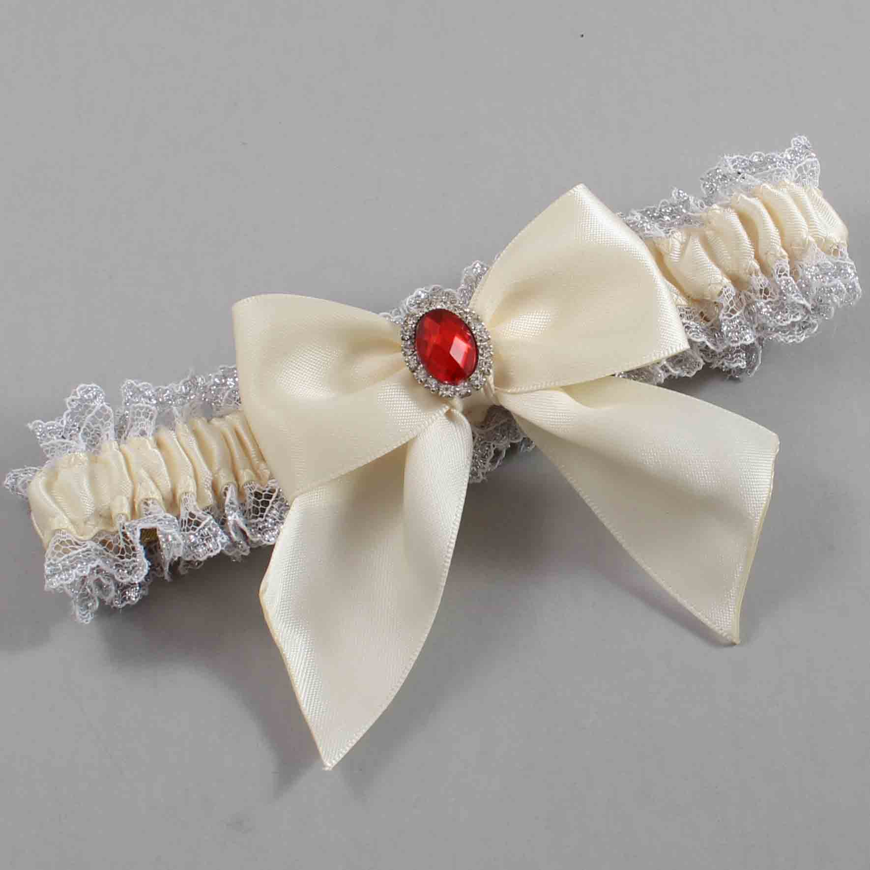 Ivory and White-Silver Lace Wedding Garter / Solid Ivory Wedding Garters / Wedding Garter / Custom Wedding Garter / Bridal Garter / Prom Garter / Linda Joyce Couture / Personalized Garter / Personalized Wedding Garter / Personalized Prom Garter