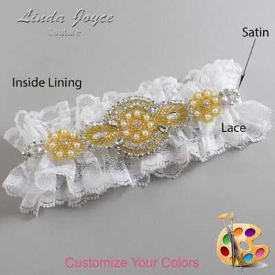 Couture Garters / Custom Wedding Garter / Customizable Wedding Garters / Personalized Wedding Garters / Charlotte # 11-A05-Gold / Wedding Garters / Bridal Garter / Prom Garter / Linda Joyce Couture