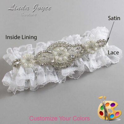 Couture Garters / Custom Wedding Garter / Customizable Wedding Garters / Personalized Wedding Garters / Charlotte # 11-A06-Silver / Wedding Garters / Bridal Garter / Prom Garter / Linda Joyce Couture
