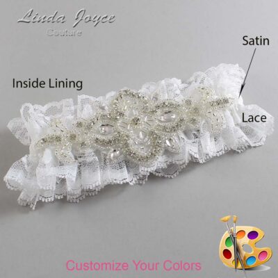 Couture Garters / Custom Wedding Garter / Customizable Wedding Garters / Personalized Wedding Garters / Isabella # 11-A08-Silver / Wedding Garters / Bridal Garter / Prom Garter / Linda Joyce Couture