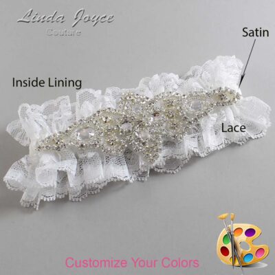 Couture Garters / Custom Wedding Garter / Customizable Wedding Garters / Personalized Wedding Garters / Lorine # 11-A09-Silver / Wedding Garters / Bridal Garter / Prom Garter / Linda Joyce Couture