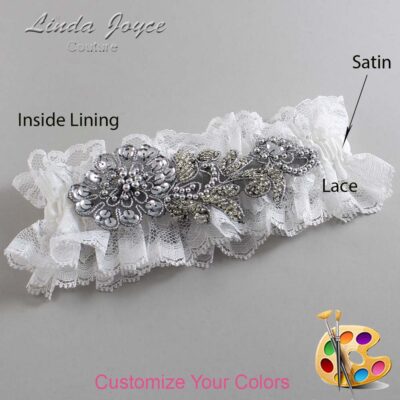 Couture Garters / Custom Wedding Garter / Customizable Wedding Garters / Personalized Wedding Garters / Mitzi # 11-A10-Gunmetal / Wedding Garters / Bridal Garter / Prom Garter / Linda Joyce Couture